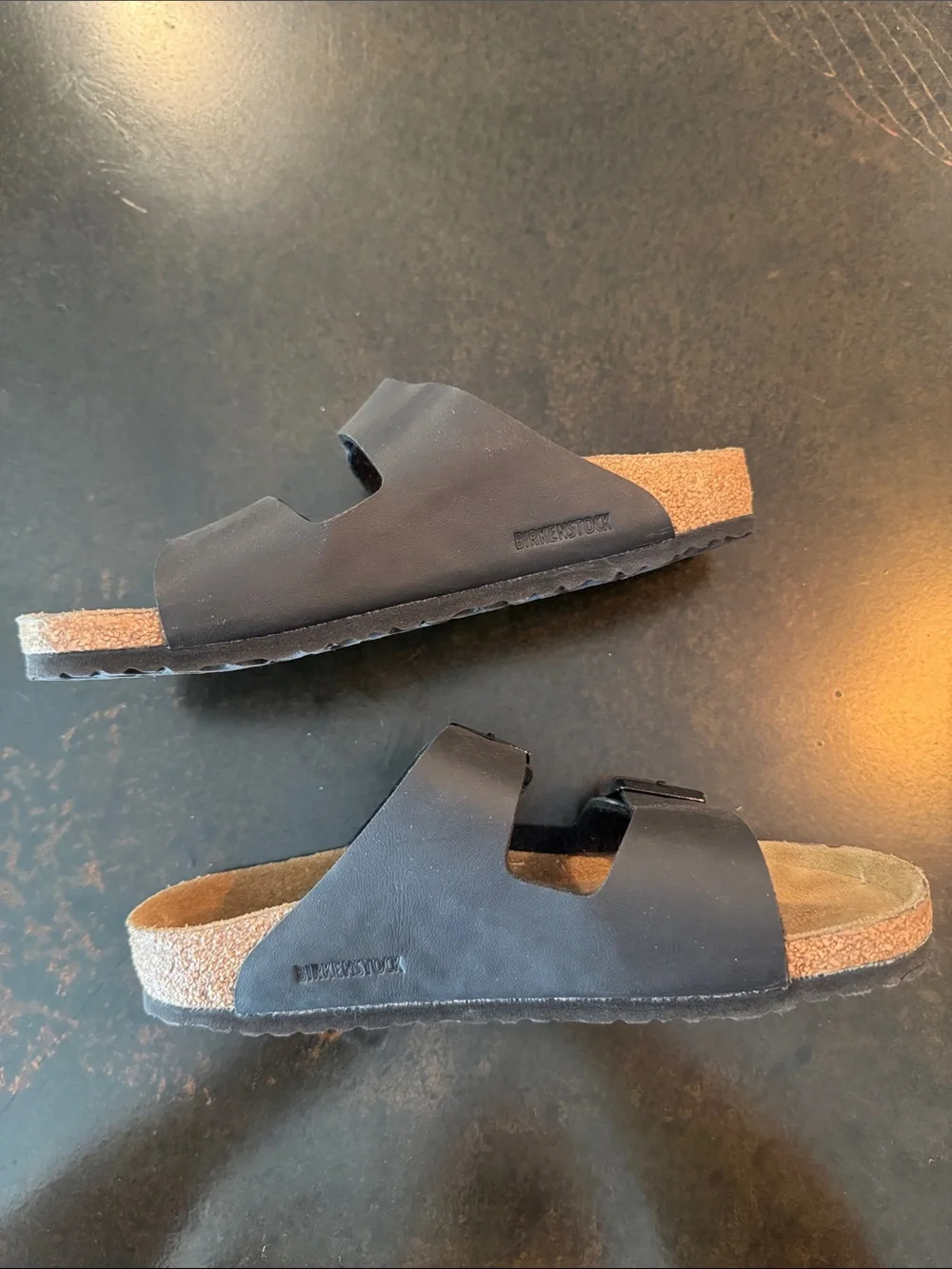 Birkenstock Kids Two-Strap Sandals in Black and Tan